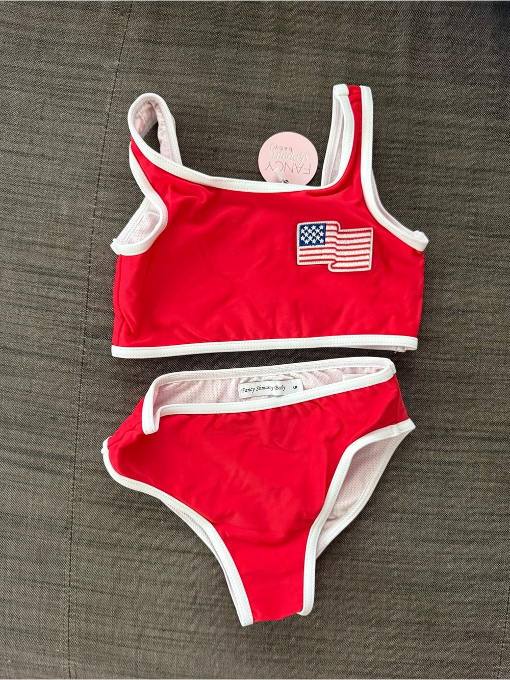 Kids' USA Two-Piece Bikini with Flag Patch, Fancy Schmancy